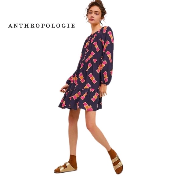 NWT Anthropologie Vibrant Sammi Tiered Mini Dress - Picture 1 of 11